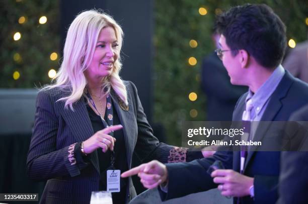 September 20: Sun-Ho Lee, right, Bibigo Head of Global Business Planning, and Jeanie Buss, CEO / Governor / Co-owner of the Los Angeles Lakers,...