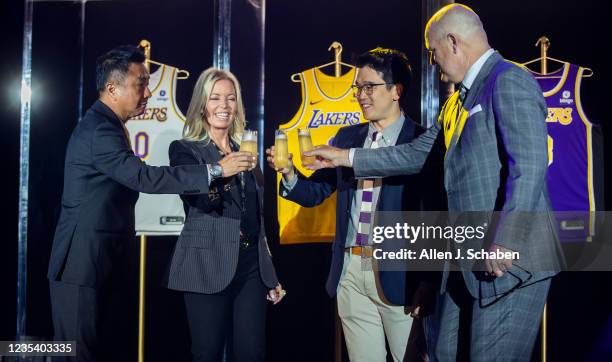 September 20: From left: Wookho Kyeong, CMO of CJ CheilJedang, Jeanie Buss, CEO / Governor / Co-owner of the Los Angeles Lakers, Sun-Ho Lee, Bibigo...