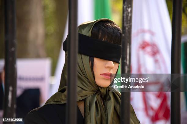 Rally opposite Number 10 Downing Street on Tuesday, 21 Sepetember 2021, organised by supporters of the Iranian opposition, the People's Mojahedin...