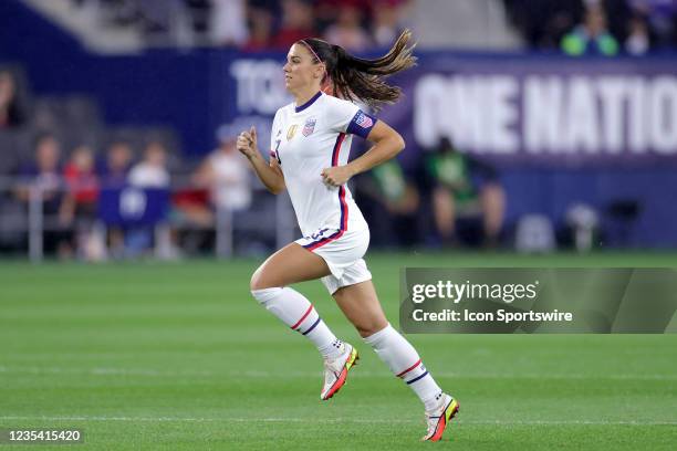 United States forward Alex Morgan runs during a friendly match between United States and Paraguay on September 21, 2021 at TQL Stadium in Cincinnati,...