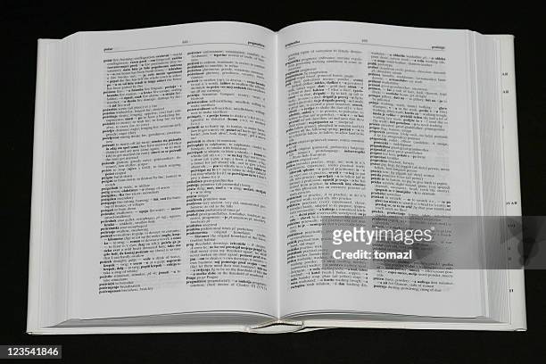 dictionary - open face on - book page stock pictures, royalty-free photos & images