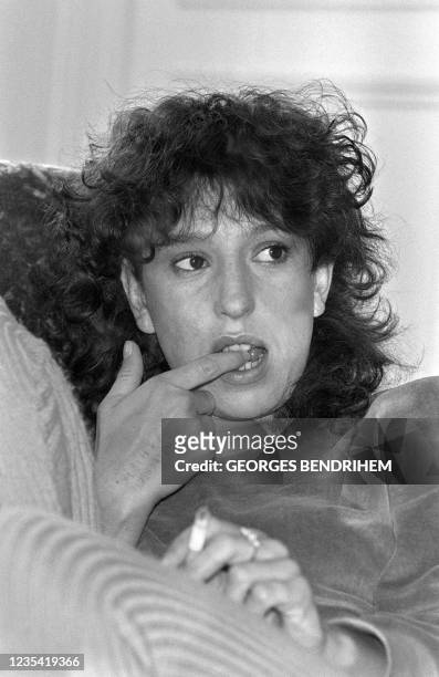 Portrait de la comédienne Anémone pris le 03 février 1982 à Paris. Anémone et les acteurs Gérard Lanvin et Martin Lamotte ont fondé en 1975 le...