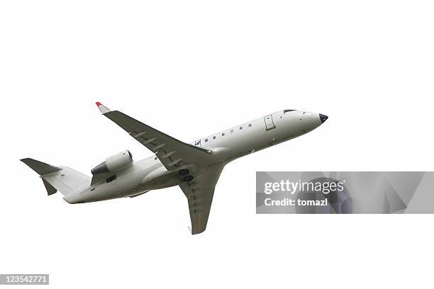 airplane taking off - clipping path stockfoto's en -beelden