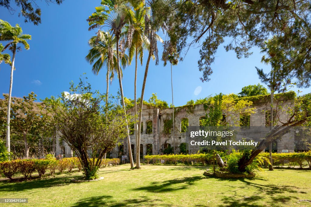 Ruins of Grenade Hall Plantation House in Farley Hill, Barbados