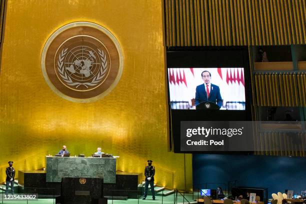 Cape Verde's President Jorge Carlos de Almeida Fonseca addresses the United Nations General Assembly on September 22, 2021 in New York City. More...
