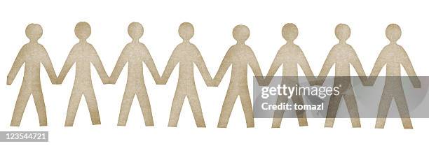 businessman in a row holding hands - hands paper family stock pictures, royalty-free photos & images