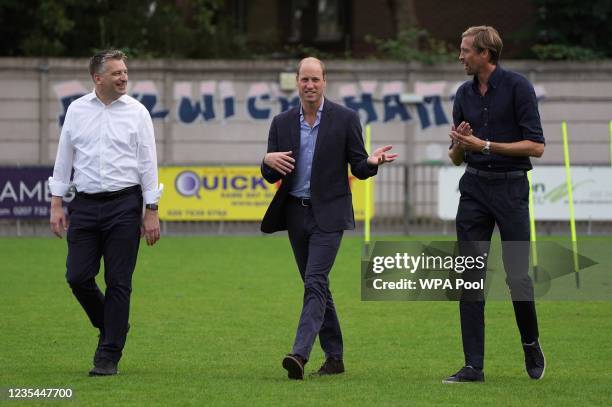 Prince William, Duke of Cambridge, President of the Football Association, with Ben Clasper , Chairman of Dulwich Hamlet Football Club and Peter...