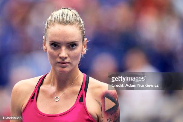 Tereza Martincova from Czech Republic looks on in her Round of 16 Singles match against Anastasia Pavlyuchenkova from Russia during Day 4 of the J&T...