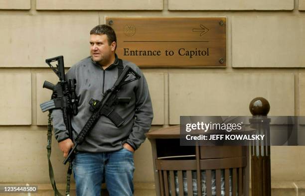 People gather for the 12th annual Second Amendment March sponsored by Michigan Open Carry, Inc and Second Amendment March outside of the Michigan...