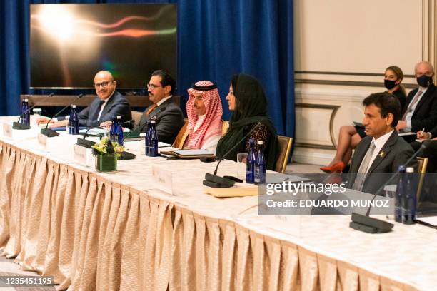 Permanent Representative to the United Nations Mohamed Al Hassan , Saudi Arabian Foreign Minister Faisal bin Farhan Al Saud , and Bahraini Foreign...