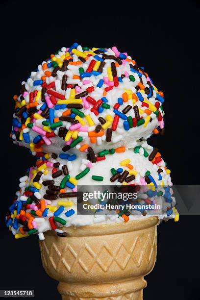 vanilla ice cream with sprinkles - ice cream sprinkles stock pictures, royalty-free photos & images
