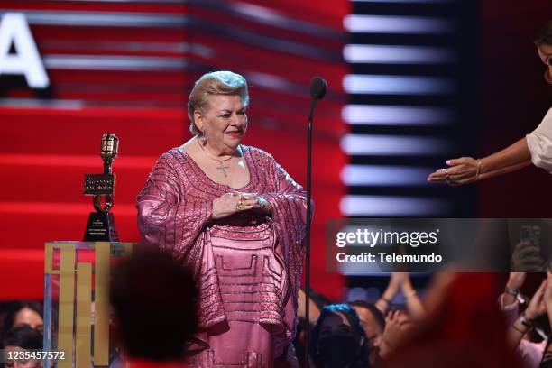 Pictured: Paquita la del Barrio on stage at the Watsco Center in Coral Gables, FL on September 23, 2021 --