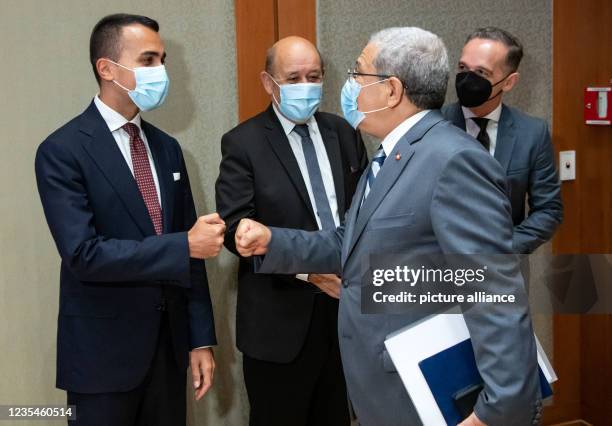 September 2021, US, New York: Heiko Maas , Foreign Minister, together with Jean-Yves Le Drian , Foreign Minister of France, and Luigi Di Maio ,...