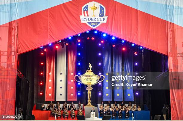 General view of the stage as the U.S. Team and Team Europe attend the Opening Ceremony for the 43rd Ryder Cup at Whistling Straits on September 23,...
