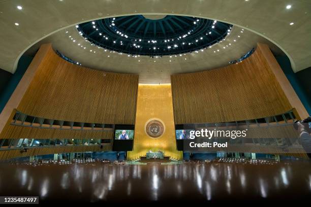 Prime Minister of India Narendra Modi addresses the 76th Session of the U.N. General Assembly at U.N. Headquarters on September 25, 2021 in New York...