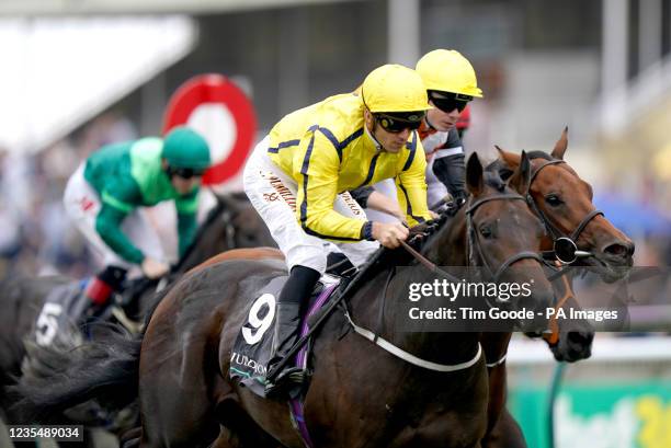 Perfect Power ridden by Christophe Soumillon on their way to winning the Juddmonte Middle Park Stakes during Juddmonte Day of the Cambridgeshire...