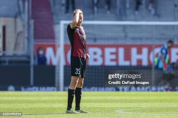 Filip Bilbija of FC Ingolstadt 04 looks on during the Second Bundesliga match between FC Ingolstadt 04 and Fortuna Duesseldorf at Audi-Sportpark on...