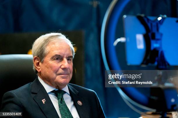Rep. John Yarmuth , Chairman of the House Budget Committee, listens during a virtual markup in his office on Capitol Hill on September 25, 2021 in...