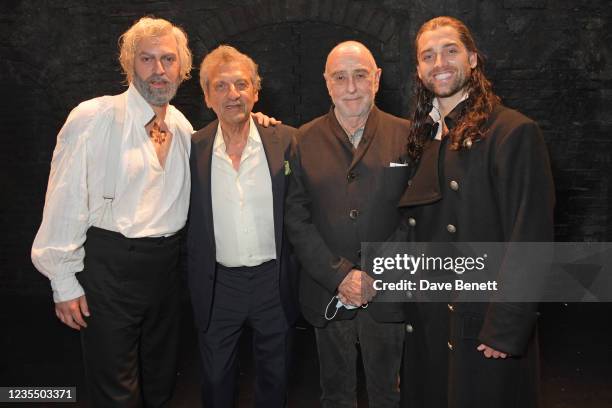 Jon Robyns, Alain Boublil, Claude-Michel Schonberg and Bradley Jaden attend the reopening of "Les Miserables" in the West End at The Sondheim Theatre...