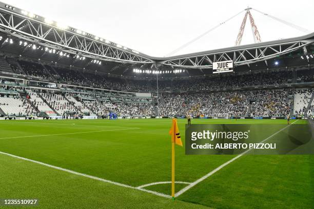 General view shows the Juventus stadium prior to the Italian Serie A football match between Juventus and Sampdoria on September 26, 2021 in Turin.