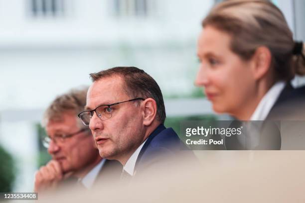 Alternative for Germany party co-leader Joerg Meuthen, Alternative for Germany right-wing political party co-chairman Tino Chrupalla and Alternative...