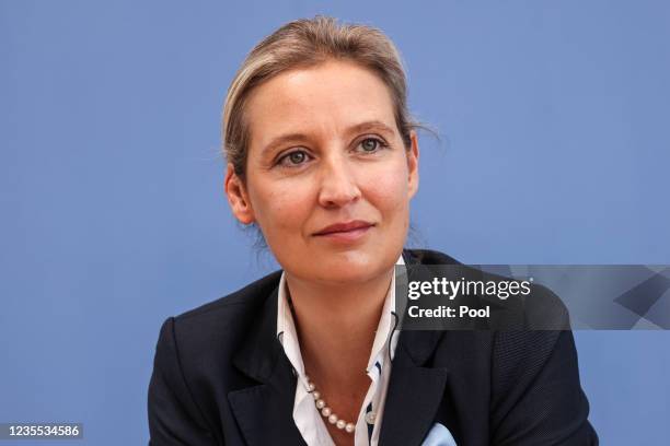Alternative for Germany party deputy chairwoman Alice Weidel attends the AFD party's press conference a day after the German federal elections on...