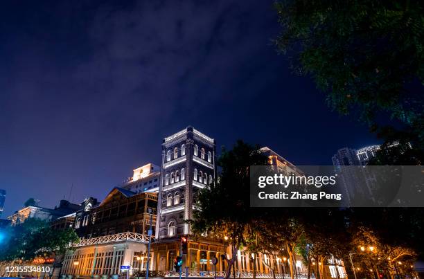 Night scene of the exterior of the Astor hotel. The Astor Hotel Tianjin, is the oldest hotel in Tianjin. Built in 1863, it had housed many...