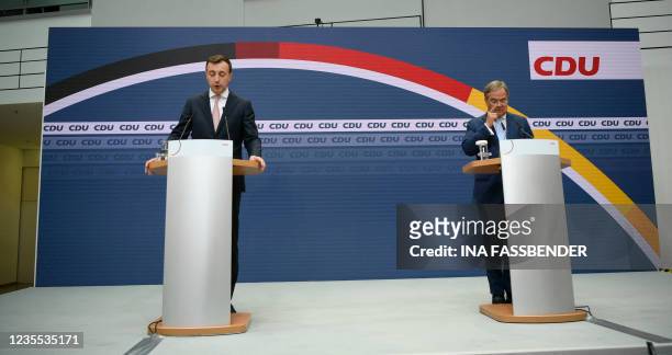 The leader of Germany's conservative Christian Democratic Union party and candidate for Chancellor Armin Laschet and CDU Secretary General Paul...