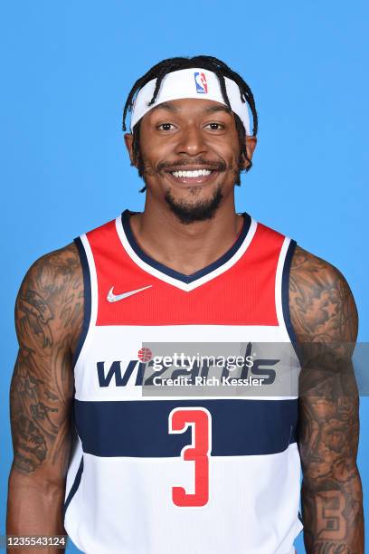 Bradley Beal of the Washington Wizards poses for a head shot during NBA Media Day on September 27, 2021 at Entertainment and Sports Arena in...