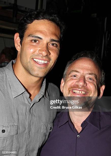 Mark Sanchez and Composer Marc Shaiman pose backstage at the hit musical "Catch Me If You Can" on Broadway at The Neil Simon Theater on June 3, 2011...