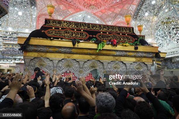 Iraqi Shiite Muslim pilgrims take part in a mourning event in Iraqâs southern city of Karbala marking the Arbaeen and flocking to the tomb of Hazrat...