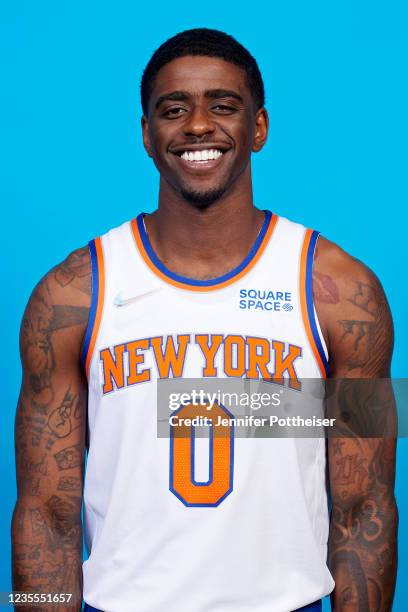 Dwayne Bacon of the New York Knicks poses for a head shot during NBA media day on September 27, 2021 at the Madison Square Garden Training Center in...