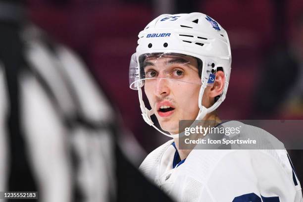 Look on Montreal Canadiens Center Peter Abbandonato during the Toronto Maple Leafs versus the Montreal Canadiens preseason game on September 27 at...