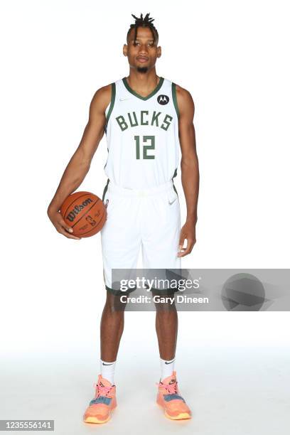 Javin DeLaurier of the Milwaukee Bucks poses for a portrait during NBA Media Day at Fiserv Forum on September 27, 2021 in Milwaukee, Wisconsin. NOTE...