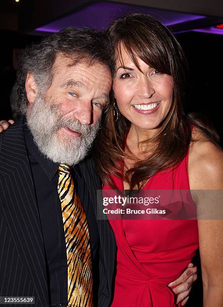 Robin Williams and Susan Schneider pose at the Opening Night After Party for "Bengal Tiger at the Baghdad Zoo" on Broadway at Espace on March 31,...