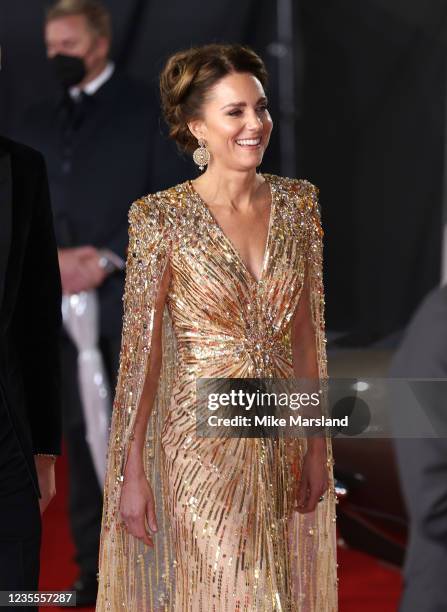 Catherine, Duchess of Cambridge attends the "No Time To Die" World Premiere at Royal Albert Hall on September 28, 2021 in London, England.