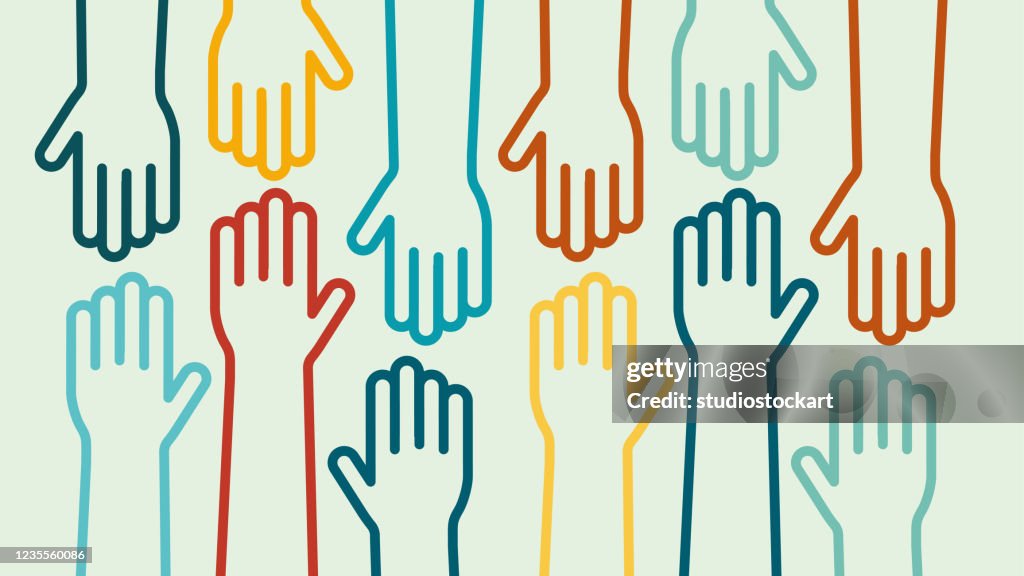Hands up colorful icon vector design