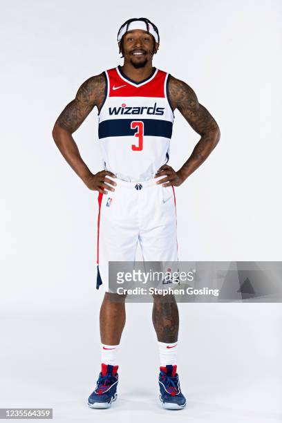 Bradley Beal of the Washington Wizards poses for portraits during NBA Media Day on September 27, 2021 at Entertainment and Sports Arena in...