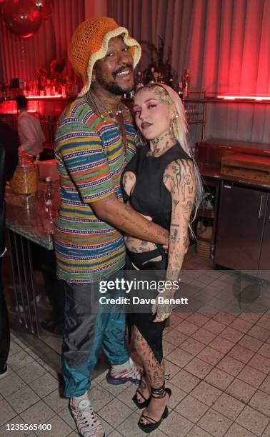 Mykki Blanco and Brooke Candy attend the launch of Dazed: 30 Years Confused at 180 House on September 28, 2021 in London, England.