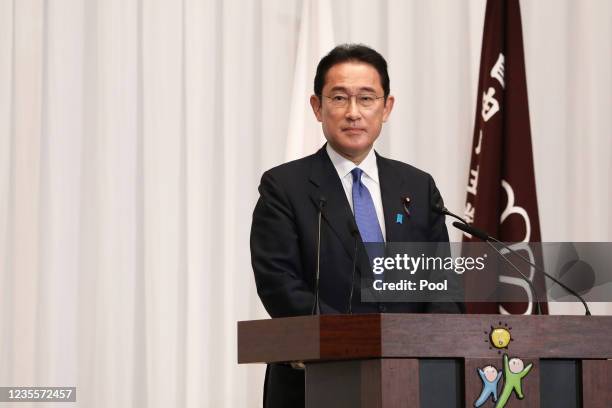 Japans former Foreign Minister Fumio Kishida attends a press conference after winning the ruling Liberal Democratic Party's presidential election on...