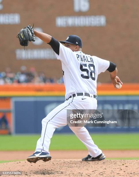 Wily Peralta of the Detroit Tigers pitches during the game against the Kansas City Royals at Comerica Park on September 26, 2021 in Detroit,...