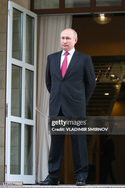 Russian President Vladimir Putin is seen at the Bocharov Ruchei state residence after a meeting with his Turkish counterpart in Sochi on September...