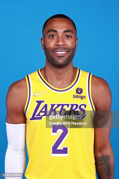 Wayne Ellington of the Los Angeles Lakers poses for a head shot during NBA Media day at UCLA Health Training Center on September 28, 2021 in El...