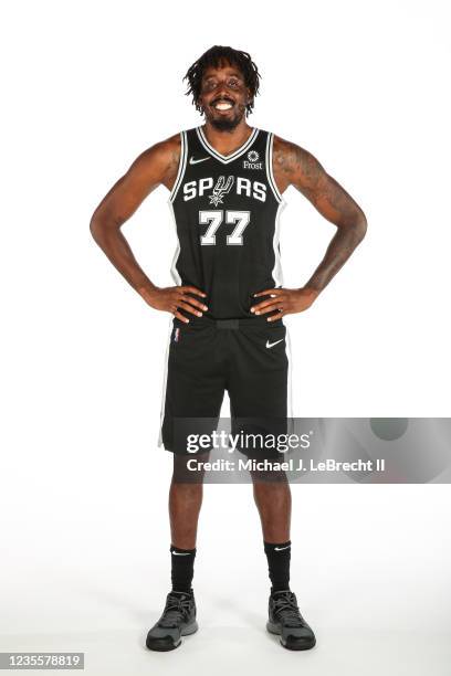 Al-Farouq Aminu of the San Antonio Spurs poses for a portrait during NBA Media Day on September 27, 2021 at AT&T Center in San Antonio, Texas. NOTE...