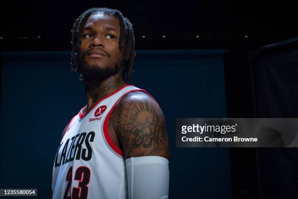 Ben McLemore of the Portland Trail Blazers poses for a portrait during NBA Media Day on September 27, 2021 at the MODA Center in Portland, Oregon....
