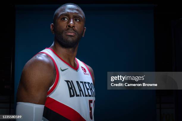 Patrick Patterson of the Portland Trail Blazers poses for a portrait during NBA Media Day on September 27, 2021 at the MODA Center in Portland,...