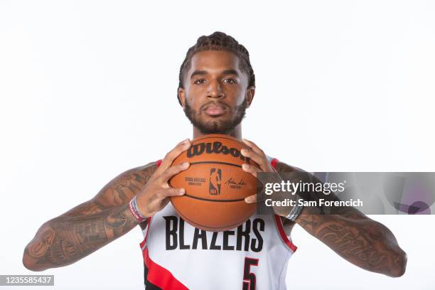 Marquese Chriss of the Portland Trail Blazers poses for a portrait during NBA Media Day on September 27, 2021 at the Moda Center in Portland, Oregon....