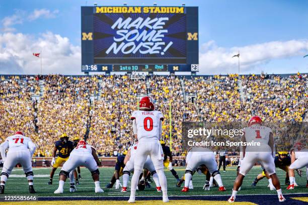 General view from the end zone as the Michigan Wolverines defend against the Rutgers Scarlet Knights during a college football game on Sept. 25, 2021...