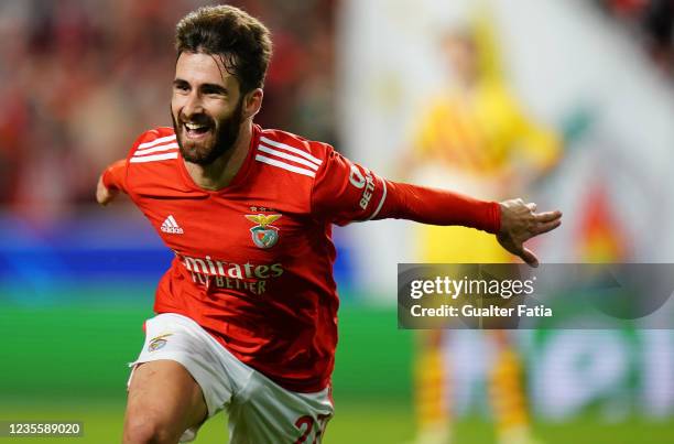 Rafa Silva of SL Benfica celebrates after scoring the second goal of his team during the Group E - UEFA Champions League match between SL Benfica and...