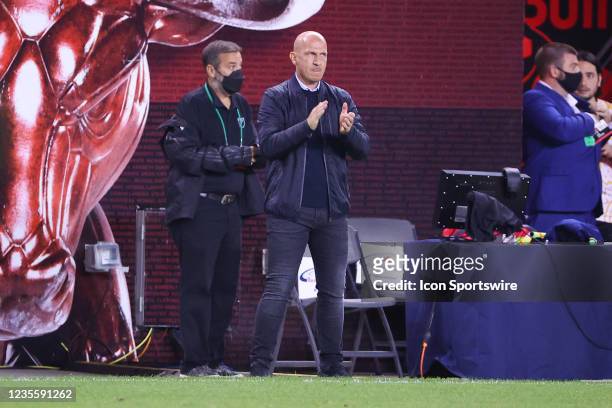 New York Red Bulls head coach Gerhard Struber during the first half of the Major League Soccer game between the New York Red Bulls and the...
